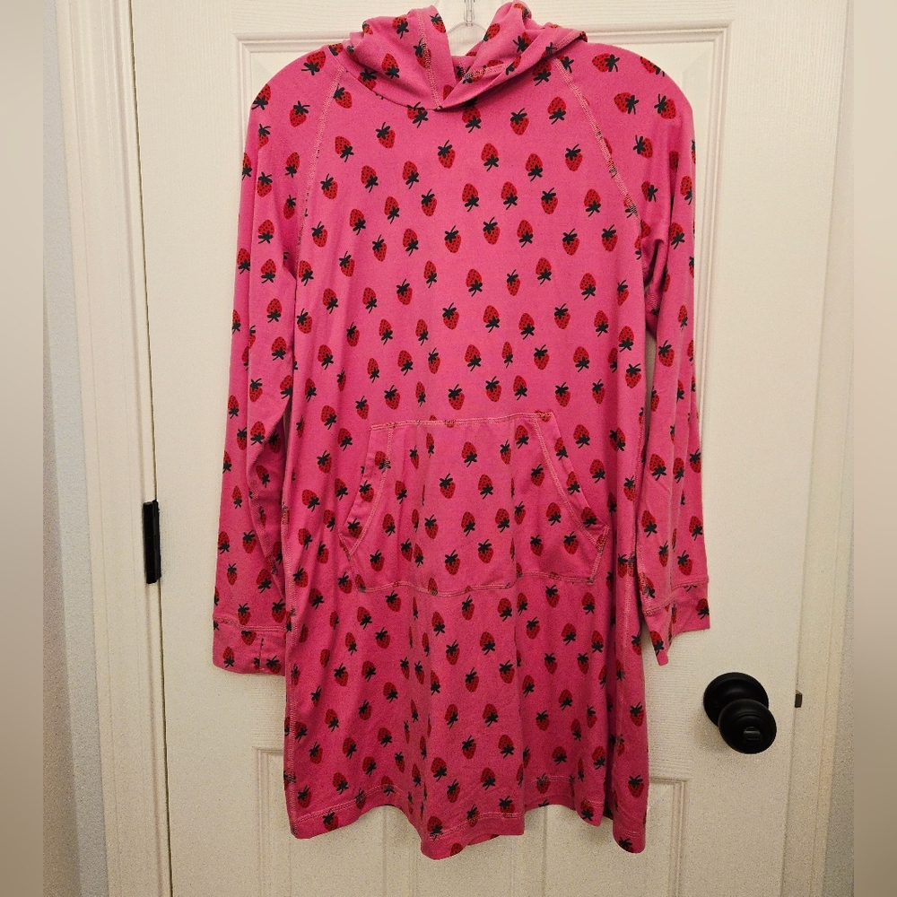 Hanna Andersson Pink Strawberry Print Hooded Dress